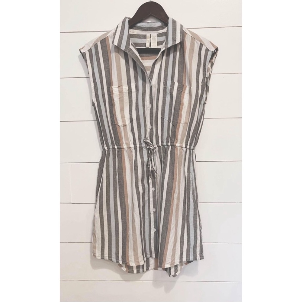 Stripe casual button dress